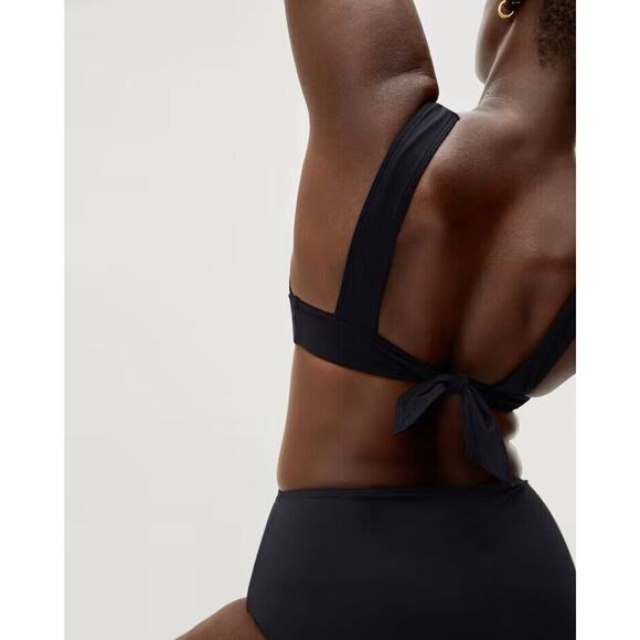 Everlane The Thigh-High Bikini Bottom &Triangle Bikini Top 2 PC Black Large NWT - Picture 3 of 14